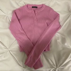 brandy melville bubblegum pink button sweater